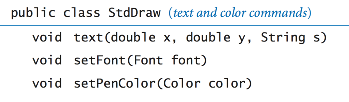 Standard drawing text and color commands