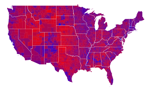 Purple Map of US Counties